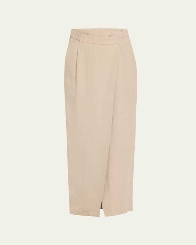 Long Wrapped Sartorial Linen Skirt